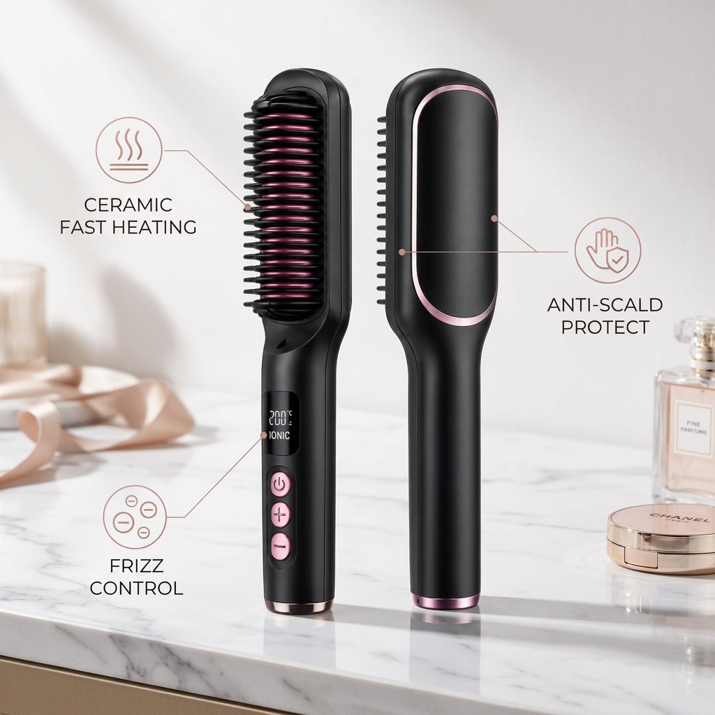 Professional Electric Hair Straightening Comb & Curler