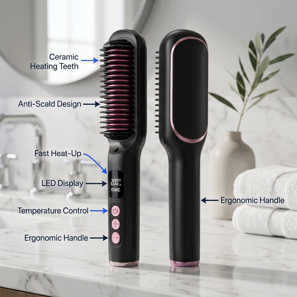 Professional Electric Hair Straightening Comb & Curler