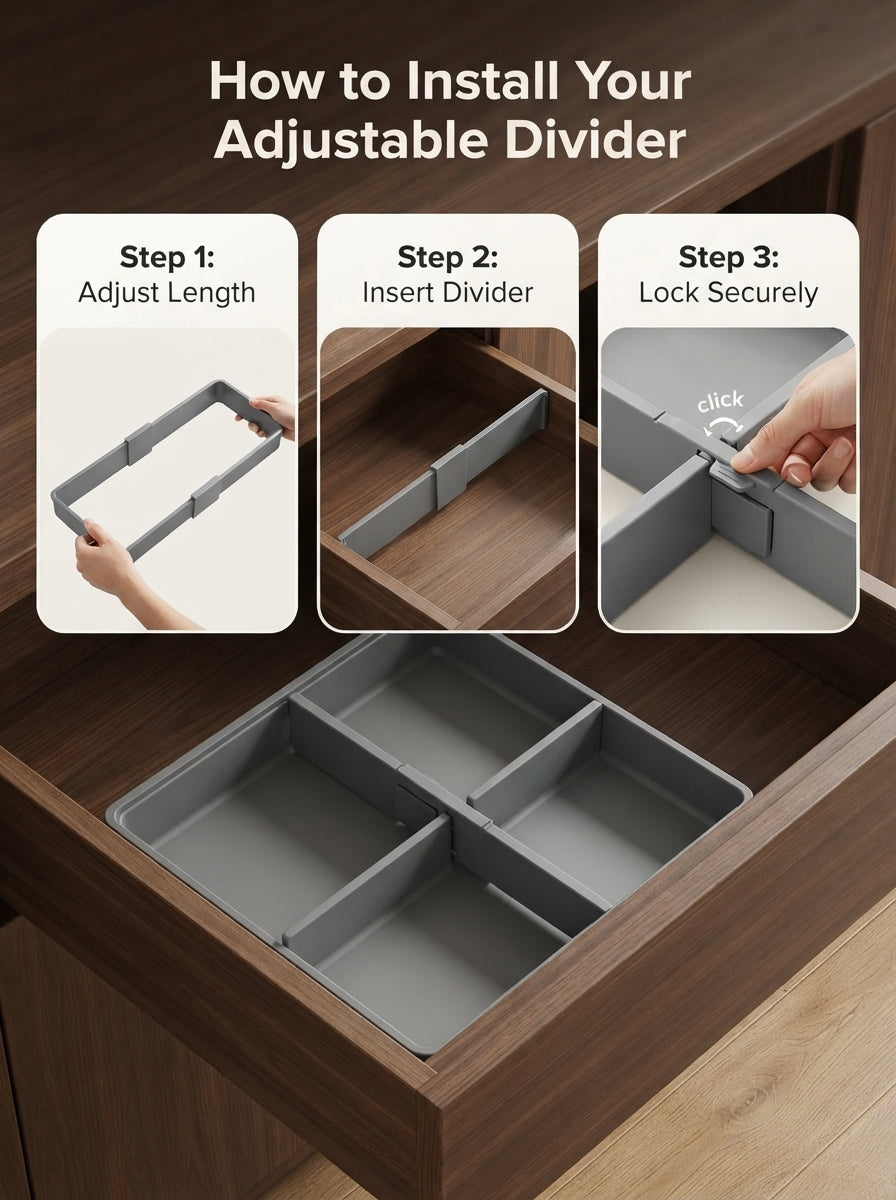 Premium Adjustable Drawer Organizer