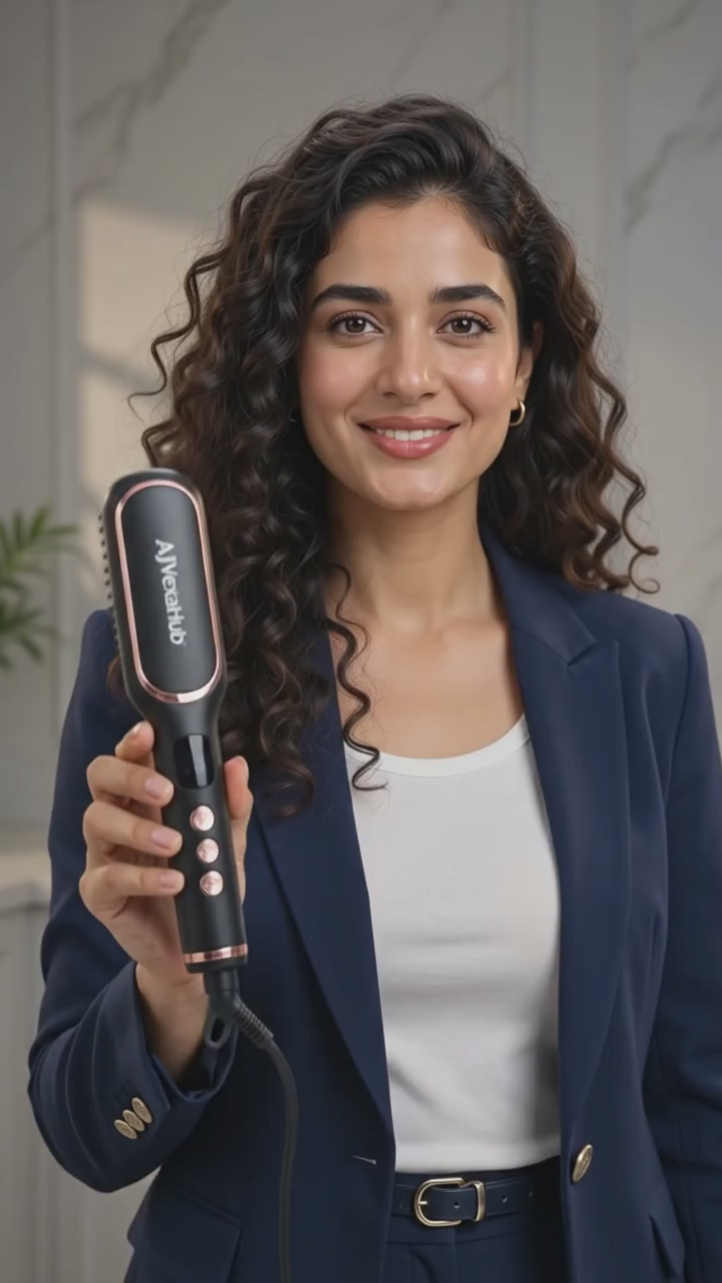 Professional Electric Hair Straightening Comb & Curler